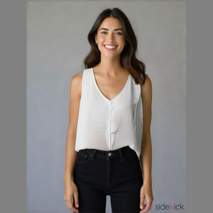 Women's Cabi White and Black Sleeveless Blouse Size M